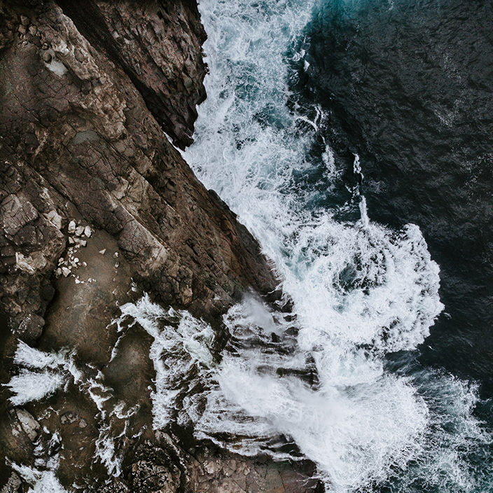 Waves crashing onto some rocks
